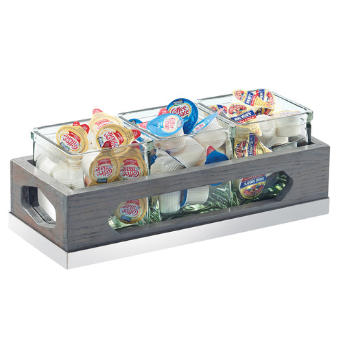 Cal-Mil 3806-83 Rectangular 3 Compartment Condiment Jar Display - Clear/Gray-cityfoodequipment.com