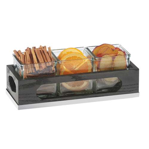 Cal-Mil 3806-87 Rectangular 3 Compartment Condiment Jar Display - Clear/Gray-cityfoodequipment.com