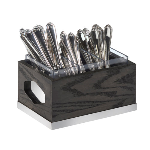 Cal-Mil 3811-87 3 Compartment Flatware Holder - 9 1/2" x 6 3/4", Oak, Dark Gray-cityfoodequipment.com