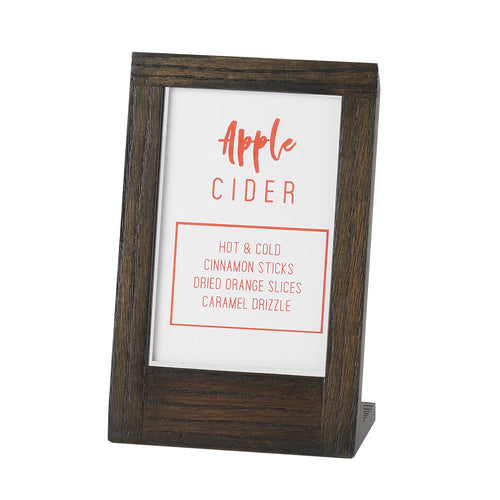 Cal-Mil 3825-46-87 Tabletop Menu Card Holder - 4" x 6", Oak, Dark Gray-cityfoodequipment.com