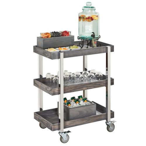 Cal-Mil 3834-83 Ashwood Beverage Serving Cart w/ (3) Shelves - 31"W x 20 1/8"D x 44"H, Metal/Gray Wood-cityfoodequipment.com