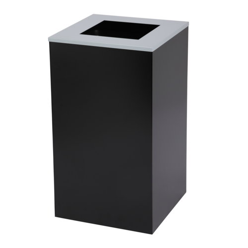 Alpine Industries ALP4450-KIT-BLK-S, Square Recycling Bin 29 Gallons - Black Can, Square Opening Lid-cityfoodequipment.com