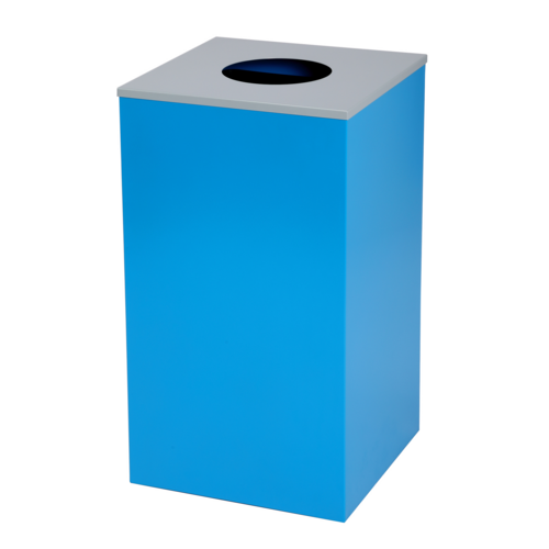 Alpine Industries ALP4450-KIT-BLU-C, Square Recycling Bin 29 Gallons - Blue Can, Circle Opening Lid-cityfoodequipment.com