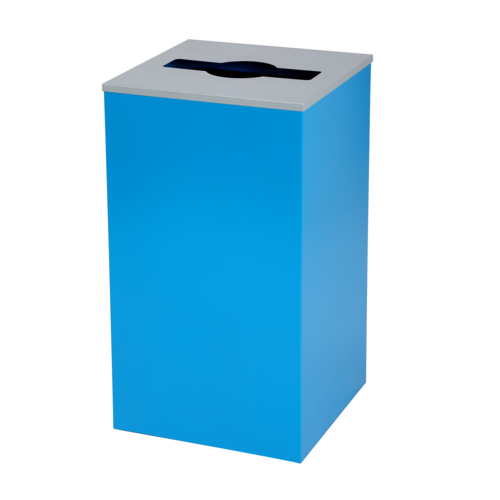 Alpine Industries ALP4450-KIT-BLU-M, Square Recycling Bin 29 Gallons - Blue Can, Mixed Opening Lid-cityfoodequipment.com