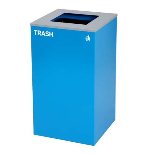 Alpine Industries ALP4450-KIT-BLU-S-TR, Square Recycling Bin 29 Gallons - Blue Can, Square Opening Lid, for Trash-cityfoodequipment.com