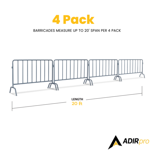 AdirPro ADIPR202-01-4-KIT1, Interlocking Steel Barricade, Pack of 4-cityfoodequipment.com