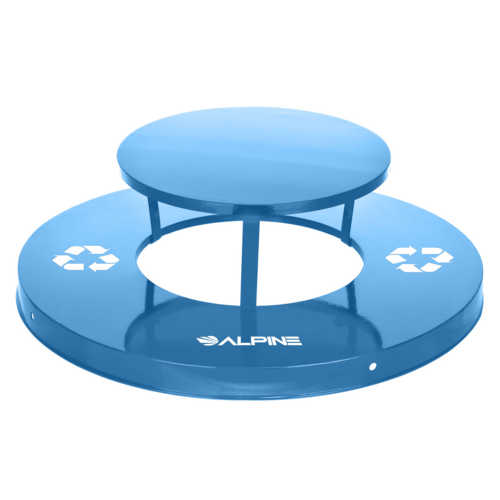 Alpine Industries ALP479-38-A-BLU, Rain Bonnet Lid for Outdoor Metal Recycling Receptacle - 38 Gallon Blue-cityfoodequipment.com