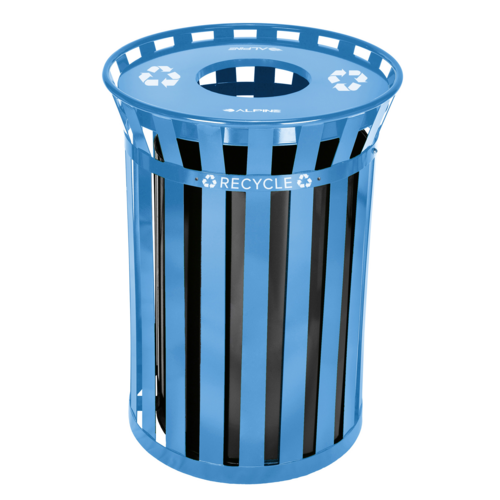 Alpine Industries ALP479-38-BLU, Outdoor Metal Recycling Receptacle - 38 Gallon Blue-cityfoodequipment.com