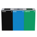 Alpine Industries ALP4450-BLK-KIT19, 87 Gal. 3-Stream Steel Blue Mixed, Green Compost, and Black Commercial Trash Can Station-cityfoodequipment.com