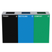 Alpine Industries ALP4450-BLK-KIT14, 87 Gal. 3-Stream Black Steel Square Open Top Trash Can Compost and Blue Recycling Station-cityfoodequipment.com