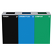 Alpine Industries ALP4450-BLK-KIT16, 87 Gal. 3-Stream Black Steel Square Open Top Trash Can Compost and Blue Cans & Bottles Station-cityfoodequipment.com