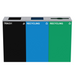 Alpine Industries ALP4450-BLK-KIT21, 87 Gal. 3-Stream Steel Blue Recycling, Green Recycling, and Black Commercial Trash Can Station-cityfoodequipment.com