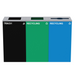 Alpine Industries ALP4450-BLK-KIT26, 87 Gal. 3-Stream Steel Blue Recycling, Green Recycling, and Black Commercial Trash Can Station-cityfoodequipment.com
