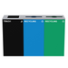 Alpine Industries ALP4450-BLK-KIT30, 87 Gal. 3-Stream Steel Blue Recycling, Green Recycling, and Black Commercial Trash Can Station-cityfoodequipment.com