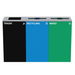 Alpine Industries ALP4450-BLK-KIT31, 87 Gal. 3-Stream Steel Blue Recycling, Green Mixed, and Black Commercial Trash Can Station-cityfoodequipment.com