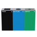 Alpine Industries ALP4450-BLK-KIT32, 87 Gal. 3-Stream Steel Blue Recycling, Green Compost, and Black Commercial Trash Can Station-cityfoodequipment.com