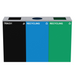 Alpine Industries ALP4450-BLK-KIT35, 87 Gal. 3-Stream Steel Blue Recycling, Green Recycling, and Black Commercial Trash Can Station-cityfoodequipment.com