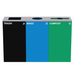 Alpine Industries ALP4450-BLK-KIT37, 87 Gal. 3-Stream Steel Blue Mixed, Green Compost, and Black Commercial Trash Can Station-cityfoodequipment.com