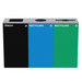 Alpine Industries ALP4450-BLK-KIT39, 87 Gal. 3-Stream Steel Blue Recycling, Green Recycling, and Black Commercial Trash Can Station-cityfoodequipment.com