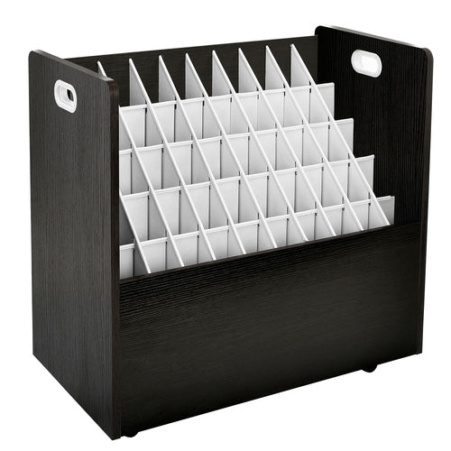 Adir Office ADI626-BLK, 50-Slot Mobile Rolling Wood Blueprint Roll File Large Document Organizer-cityfoodequipment.com