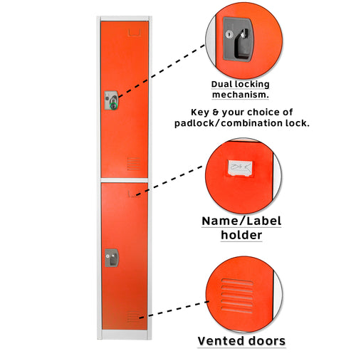 Adir Office ADI629-202-RED, 72 in. H x 12 in. W Double-Compartment Steel Storage Locker-cityfoodequipment.com