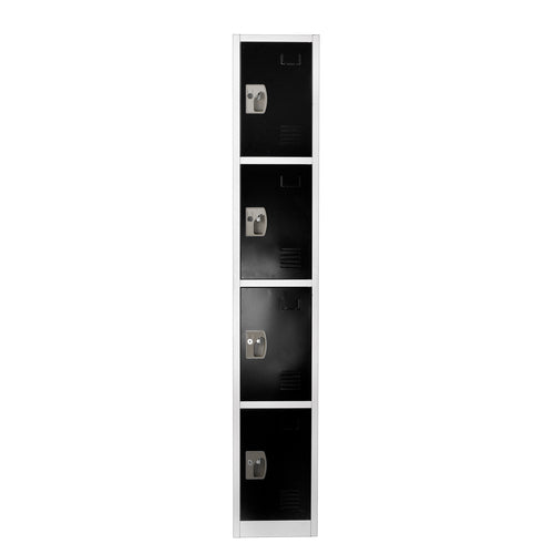 Adir Office ADI629-204-BLK, 72 in. H x 12 in. W 4-Compartment Steel Storage Locker-cityfoodequipment.com