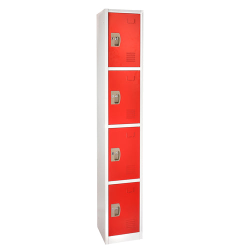 Adir Office ADI629-204-RED, 72 in. H x 12 in. W 4-Compartment Steel Storage Locker-cityfoodequipment.com