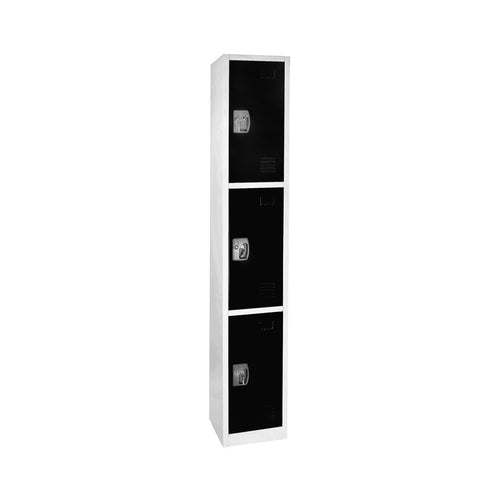 Adir Office ADI629-203-BLK, 72 in. H x 12 in. W Triple-Compartment Steel Storage Locker-cityfoodequipment.com