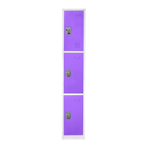 Adir Office ADI629-203-PUR, 72 in. H x 12 in. W Triple-Compartment Steel Storage Locker-cityfoodequipment.com