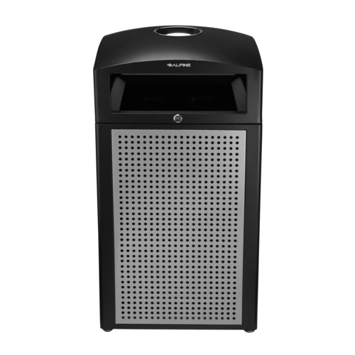 Alpine Industries ALP472-40-SIL, Rugged 40-Gallon All-Weather Trash Containers with Steel Panels and Ash Tray-cityfoodequipment.com