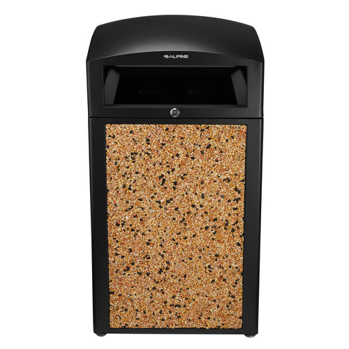 Alpine Industries ALP471-40-STO, Rugged 40-Gallon All-Weather Trash Containers with Stone Panels-cityfoodequipment.com