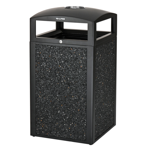 Alpine Industries ALP472-40-GRYS, Rugged 40-Gallon All-Weather Trash Containers with Gray Stone Panels and Ash Tray-cityfoodequipment.com