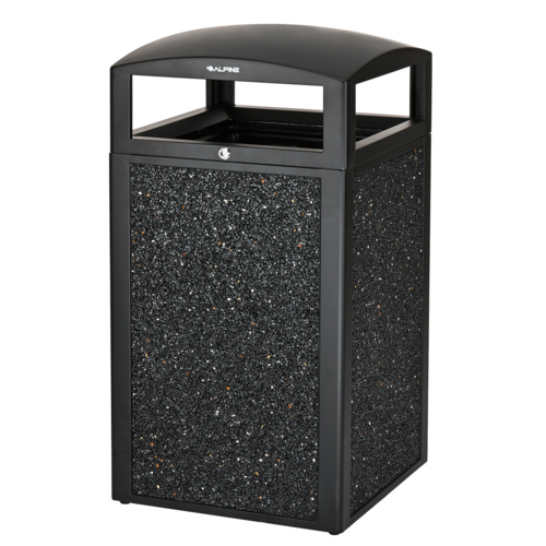 Alpine Industries ALP471-40-GRYS, Rugged 40-Gallon All-Weather Trash Containers with Gray Stone Panels-cityfoodequipment.com