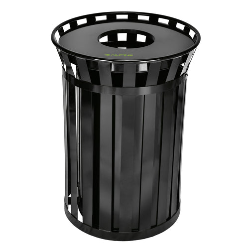 Alpine Industries ALP479-38, Outdoor Metal Waste Receptacle - 38 Gallon Black-cityfoodequipment.com