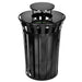 Alpine Industries ALP479-38-1, Outdoor Metal Slatted Trash Receptacle with Rain Bonnet Lid - 38 Gallon Black-cityfoodequipment.com