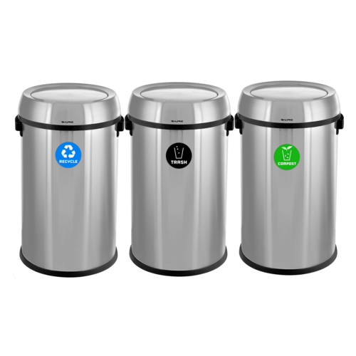 Alpine Industries ALP470-65L-1-R-T-CO, 17 Gallon Stainless Steel Indoor Recycling, Trash, and Compost Bins with Swivel Lid-cityfoodequipment.com