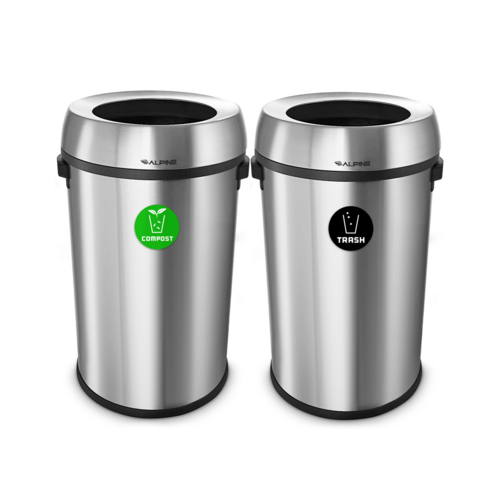 Alpine Industries ALP470-65L-CO-T, 17 Gallon Stainless Steel Open Top Compost and Trash Station-cityfoodequipment.com