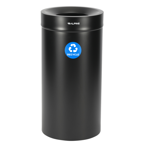 Alpine Industries ALP475-27-BLK-R, 27 Gallon Stainless Steel Recycling Can (Black)-cityfoodequipment.com