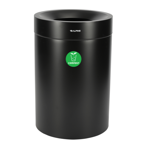 Alpine Industries ALP475-50-BLK-CO, 50 Gallon Stainless Steel Compost Can (Black)-cityfoodequipment.com