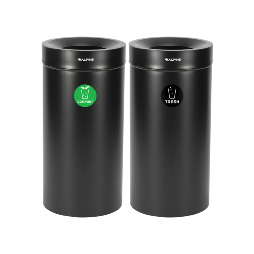 Alpine Industries ALP475-27-BLK-CO-T, 27 Gallon Stainless Steel Compost Bin and Trash Can (Black)-cityfoodequipment.com