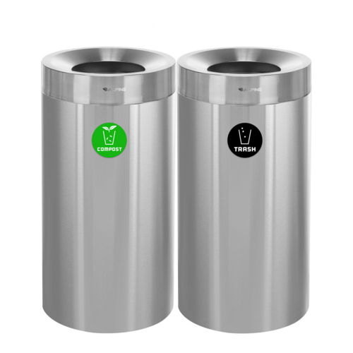 Alpine Industries ALP475-27-CO-T, 27 Gallon Stainless Steel Compost Bin and Trash Can-cityfoodequipment.com