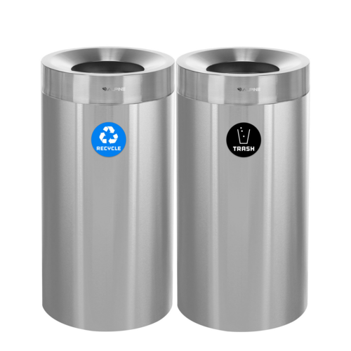 Alpine Industries ALP475-27-R-T, 27 Gallon Stainless Steel Recycling Can and Trash Receptacle-cityfoodequipment.com