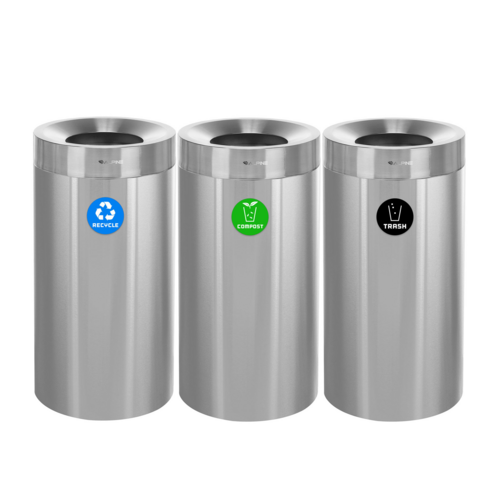Alpine Industries ALP475-27-R-T-CO, 27 Gallon Stainless Steel Compost Bin, Recycling Can, and Trash Receptacle-cityfoodequipment.com