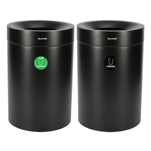 Alpine Industries ALP475-50-BLK-CO-T, 50 Gallon Stainless Steel Compost Bin and Trash Can (Black)-cityfoodequipment.com