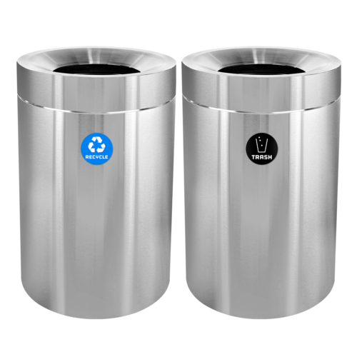 Alpine Industries ALP475-50-R-T, 50 Gallon Stainless Steel Recycling Can and Trash Receptacle-cityfoodequipment.com