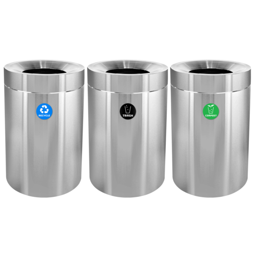 Alpine Industries ALP475-50-R-T-CO, 50 Gallon Stainless Steel Compost Bin, Recycling Can, and Trash Receptacle-cityfoodequipment.com