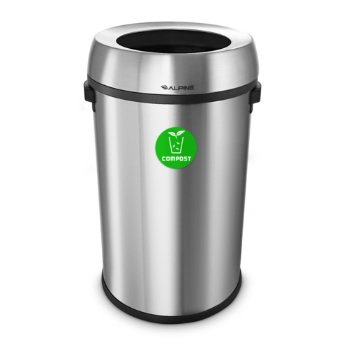 Alpine Industries ALP470-65L-CO, 17 Gallon Stainless Steel Open Top Compost Trash Can-cityfoodequipment.com