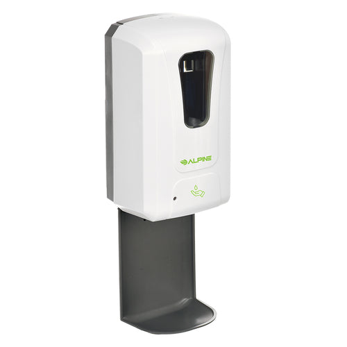 Alpine Industries ALP430-L-T, 1200 ml. Wall Mount Automatic Gel Hand Sanitizer Soap Dispenser in White with Drip Tray-cityfoodequipment.com