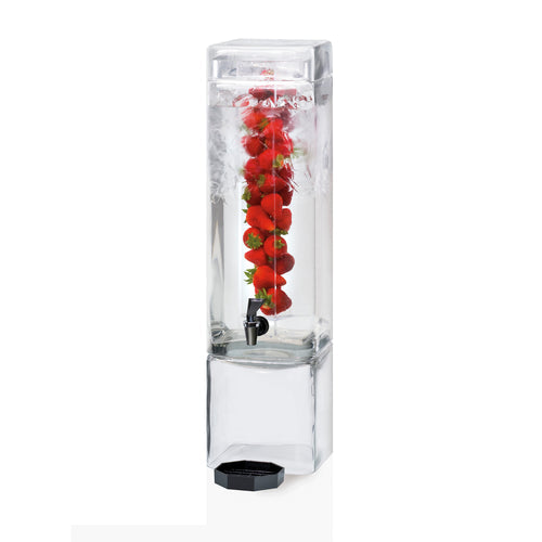 Cal-Mil 1112-3INF 3 Gallon Square Glass Beverage Dispenser w/ Infusion Chamber - Clear-cityfoodequipment.com