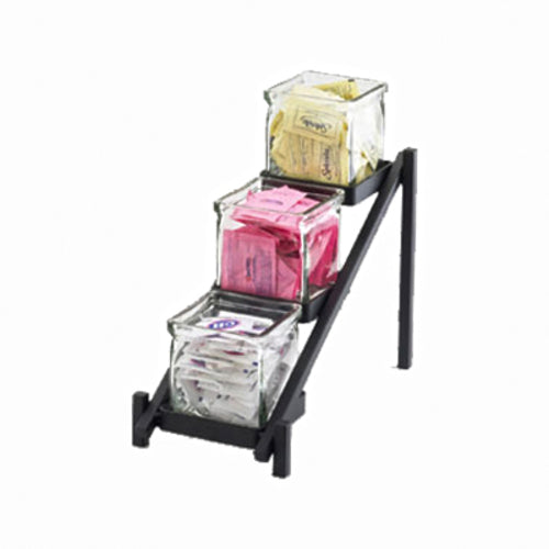 Cal-Mil 1149-13 Rectangular 3 Compartment Condiment Jar Display - Clear/Black-cityfoodequipment.com